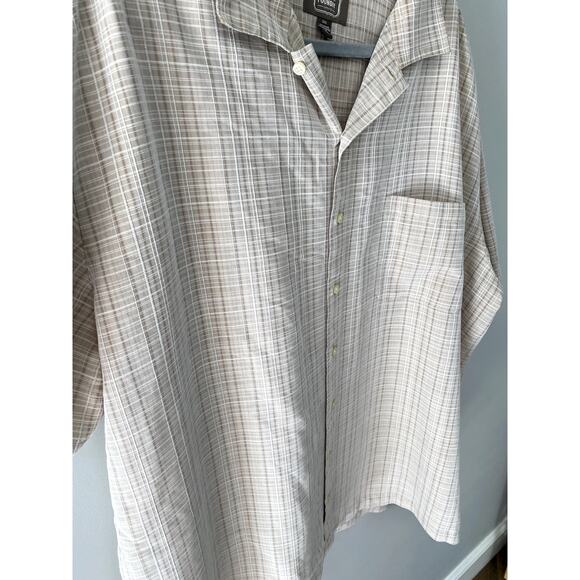 Men’s Neutral Lightweight Textured Plaid Collared Button-up  Mens  Size 3X - Picture 9 of 9